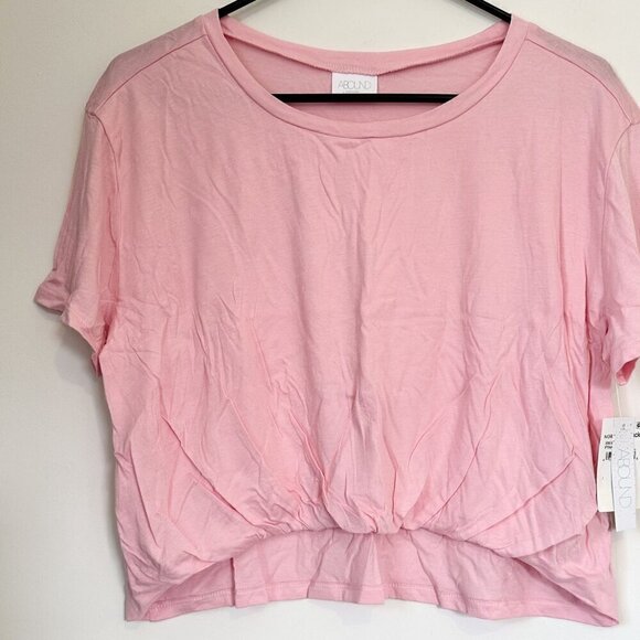 NWT Abound Pink Rolled Hem Short Sleeve Crop Top - Size: Large - Picture 6 of 6